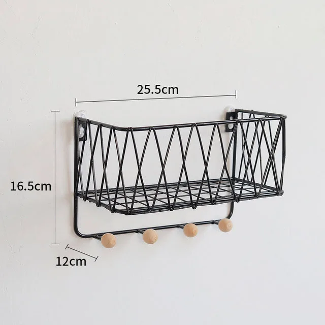 Многофункциональные декоративные полки стеллаж для хранения деревянный крюк крючок для ключей украшение гаража комплект для хранения настенная полка-стеллаж украшение комнаты - Цвет: Small black
