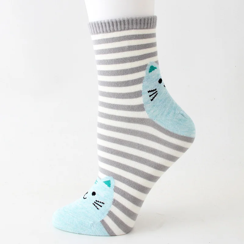 1 пара осенних и зимних хлопковых женских носков новые полосатые носки с милыми рисунками из мультфильмов женские носки с рисунками из мультфильмов из хлопка