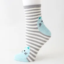 1 пара осенних и зимних хлопковых женских носков новые полосатые носки с милыми рисунками из мультфильмов женские носки с рисунками из мультфильмов из хлопка