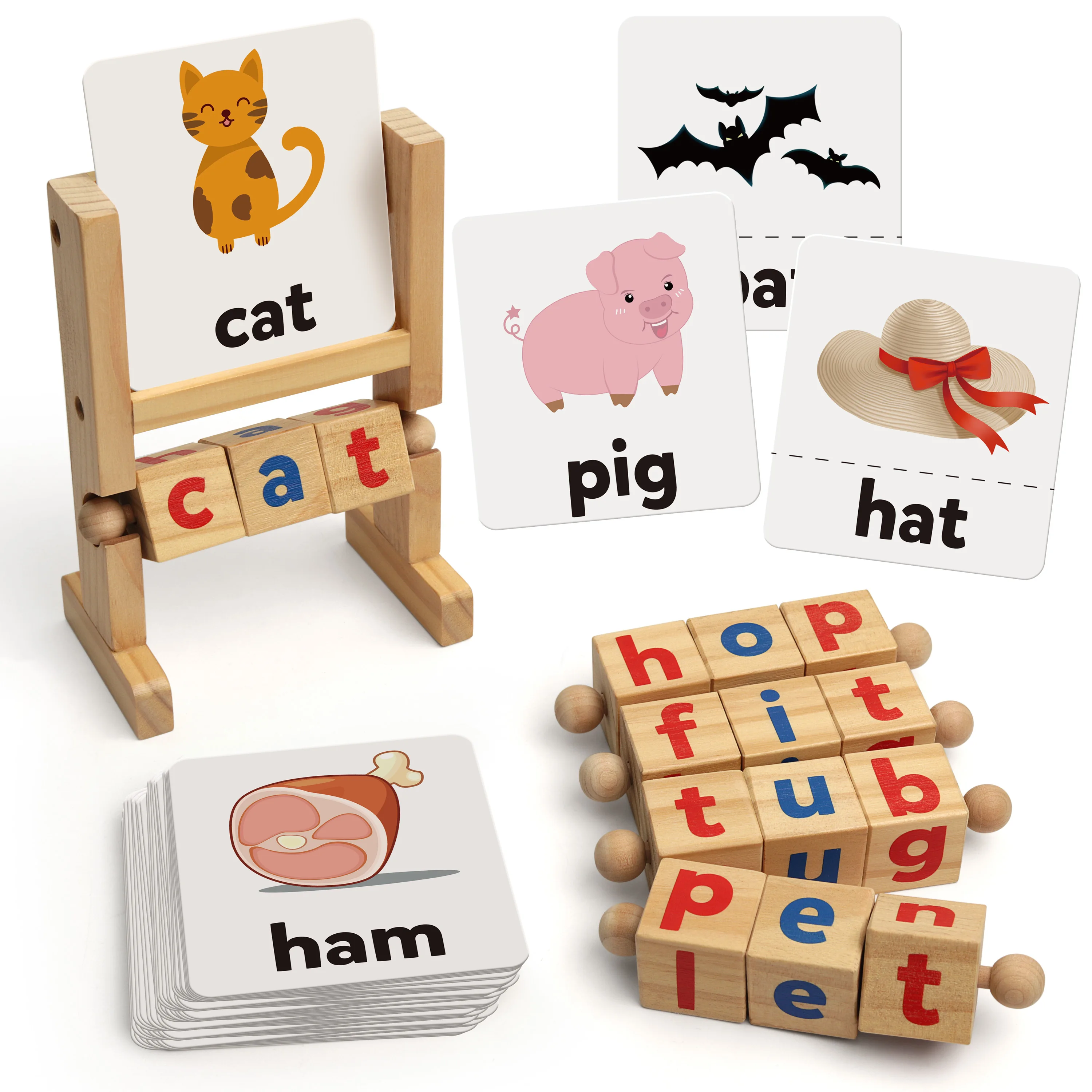 Wooden Develops Alphabet Words Spelling Letter Block For Girls Boys Gift Prescho 