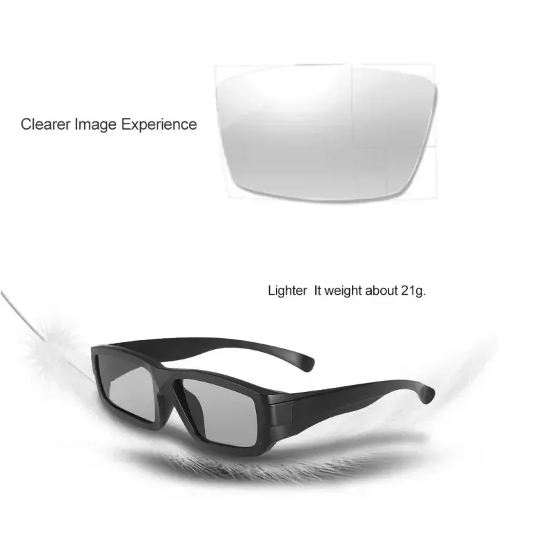 VSKEY 2pcs Polarized Passive 3D Glasses for Movie Theaters RealD Cinema System 3D Televisions TV Home Theaters System