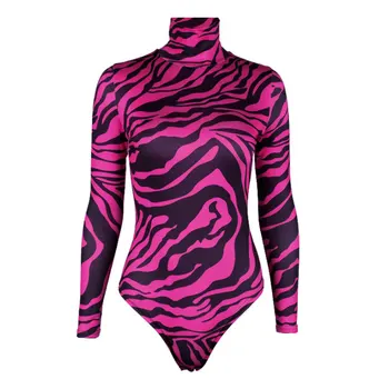 

Women Sexy Mesh Sheer Bodysuit Ladies Fashion Tiger Stripe Jumpsuit