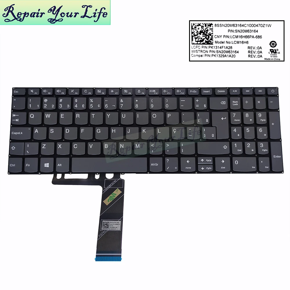 Teclado do Portátil Brasileiro para Lenovo Ideapad 32015abr 15iap 320-15ast 320-15ikb 15isk 330-15ikbr Sn20m63164