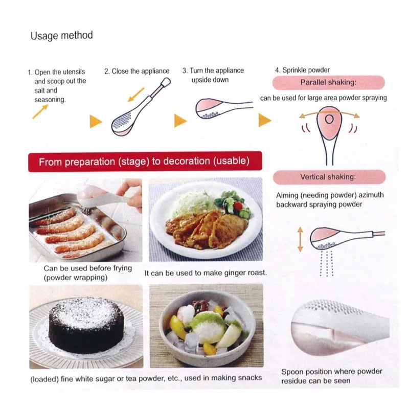 Ложка для приправ в японском стиле, пластиковая ложка для специй, фильтр, креативные перцовые ложки для соли, кухонные инструменты для приготовления пищи