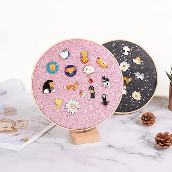 

Jewelry Holder Earrings Holder Round Fabric Storage Display Stand for Earrings Jewelry Badges JS22