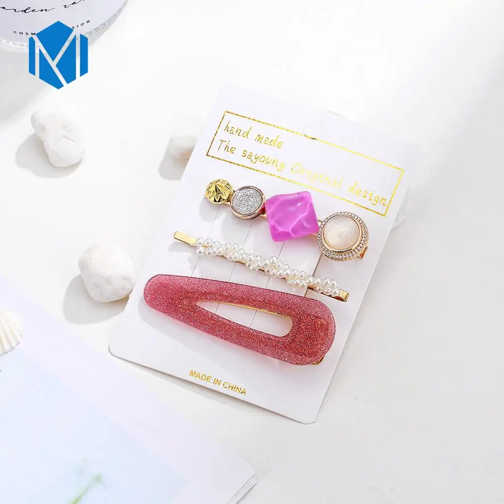 3pcs crystal purple M MISM INS Круглый корейский Кристалл Сплав заколки для волос Макарон цвет заколки BB шпильки Заколки для женщин обувь девочек аксессуары для волос - Цвет: 3pcs crystal purple