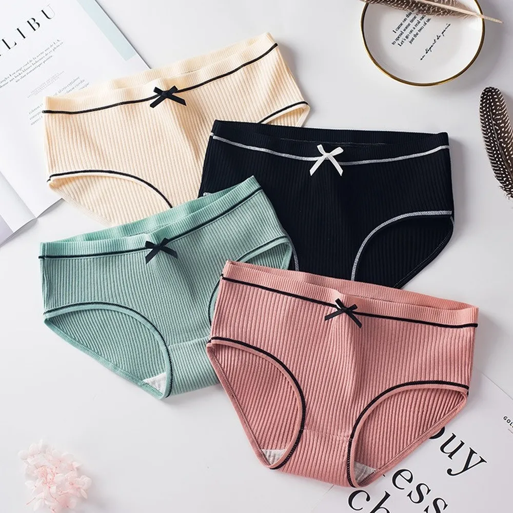 

Cotton Underwear Women Panties Ladies Threaded Cotton Bow Sexy Mid-waist Girl Japanese Briefs Sexy Underwear Women Lingerie