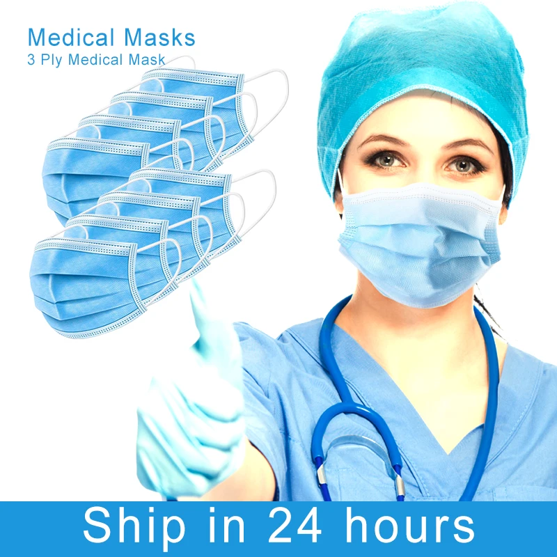 

20 pcs/Bag 3 Layer Non-woven mascherine respirator fp3 Dust Mask Thickened Disposable Mouth Mask Features as KF94 FFP2