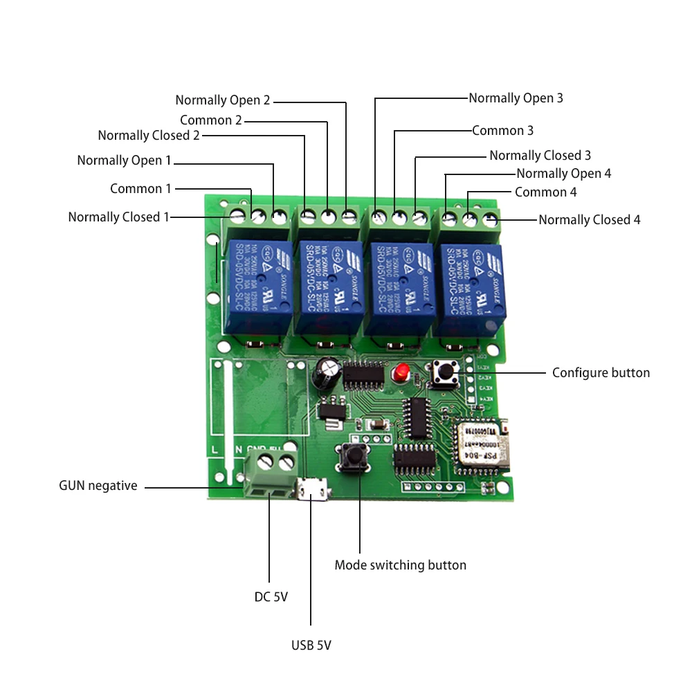 Умный модуль дистанционного управления 4CH DC5V 12V 32V 220V Jog Inching самоблокирующийся радиочастотный приемник 10A реле беспроводной WiFi переключатель