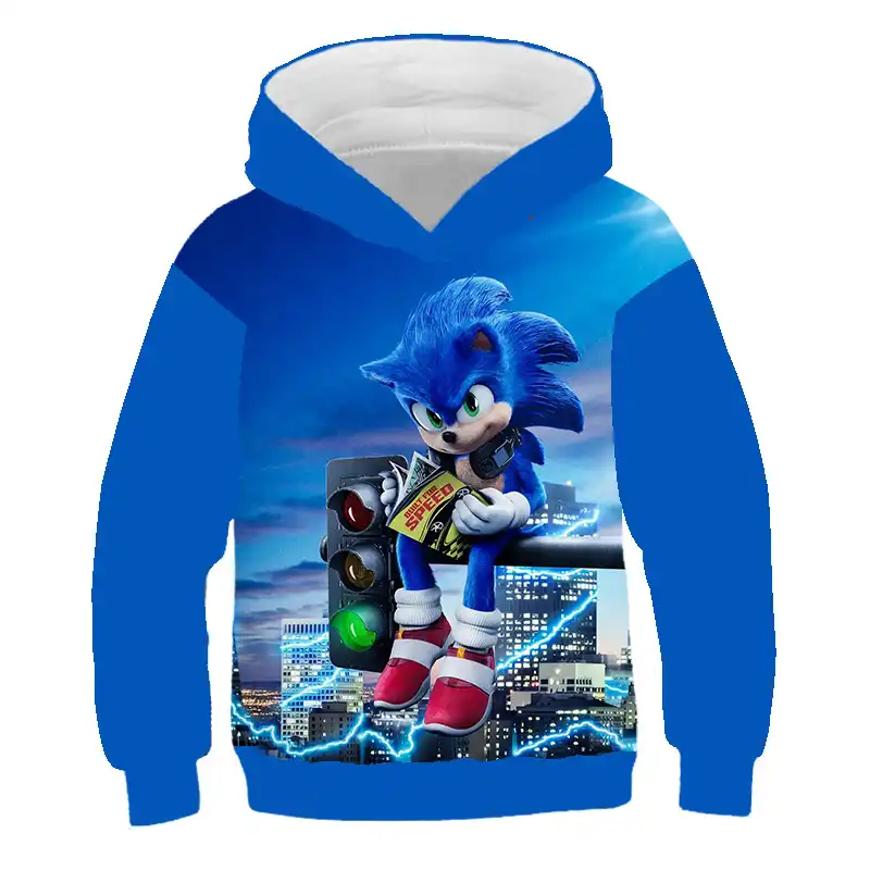 HAOLIJIA 3D Printing Sonic The Hedgehog Boys and Girls Hoodie Sports Hoodie Sweatshirt