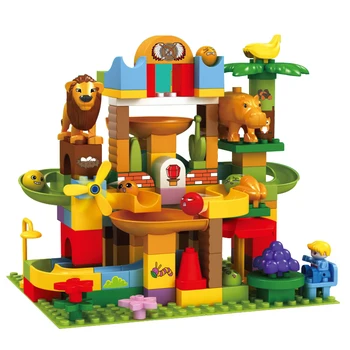 

109pcs Duploed Marble Race Run DIY Maze Balls Building Blocks Duploed Big Size Bricks With Animal Figures Toys For Kids Gift