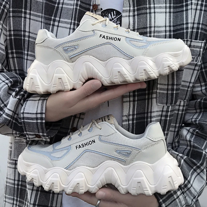 New Sneakers Women 2020 Breathable Mesh Casual Shoes Female Fashion Sneaker Lace Up High Leisure Women Vulcanize Shoe Platform