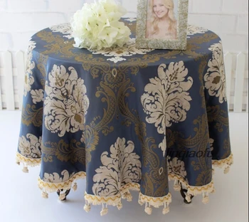 

European table cloth cotton and linen high-end luxury rural style round tablecloth home Table runner