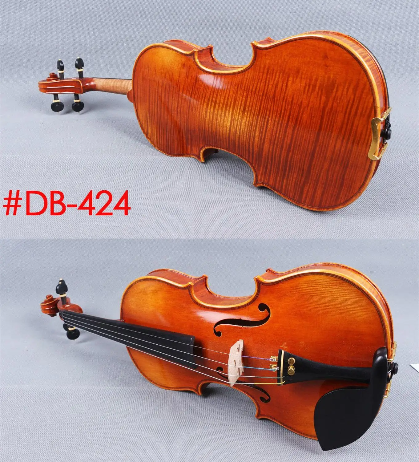 Master Violin 4/4 Tiger Flame Maple Handmade Stradivari Violin Case Bow #424