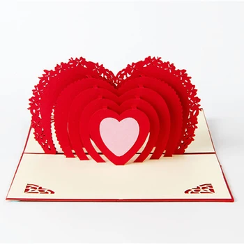 

Romantic Paper 3D Laser Popular Up Greeting Gift Cards Valentine's Day Postcards Wishes Couple Etiquette Kraft