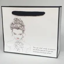 1000 шт/партия 26Hx35x13cm Заказные высококачественные бумажные мешки для одежды с хлопковая нить упаковка мешок печать логотипа принимается