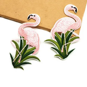 

6pcs/pack Sew On Bag Pants Appliques Cartoon Animals Motif Iron On Pink Flamingos Patches Paste Clothes Cute Bird Patch