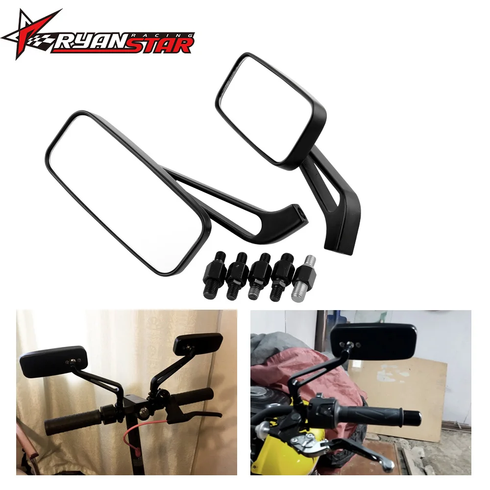 Motorcycle Rear View Side Mirrors Rectangle Blue 8mm 10mmFor Most Motorcycles Yamaha Harley Honda Kawasaki with 8m | Автомобили и