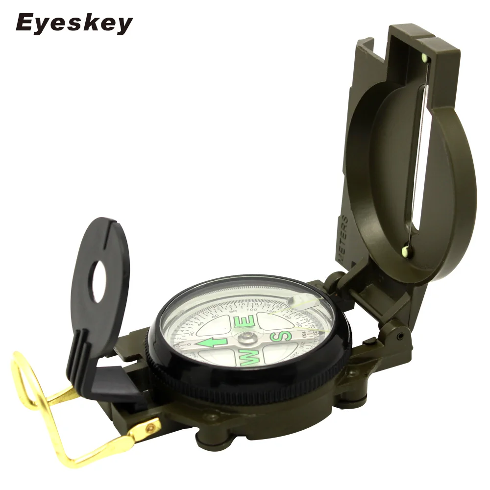 Eyeskey DC1001 Portable Camping Compass Folding Lens Compass Metal Military Marching Lensatic Army Green