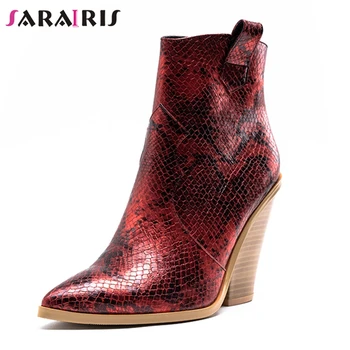 

SARAIRIS New Plus Size 33-46 Brand Women Fur Ankle Boots Ladies High Chunky Heels Shoes Woman Party Ol Sexy Autumn Winter Boots