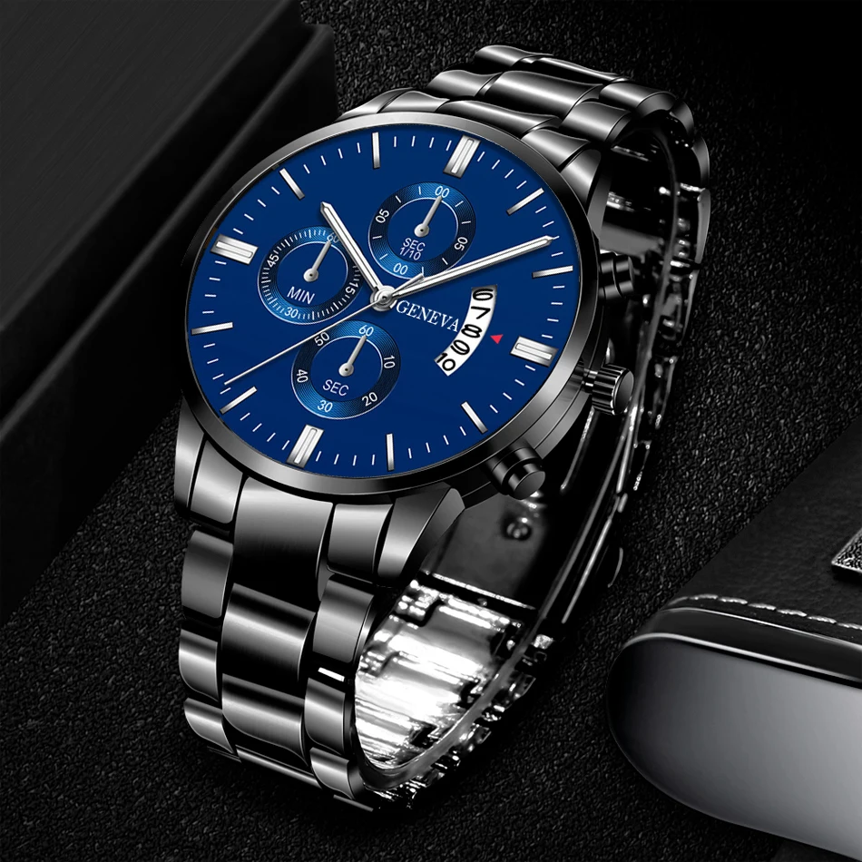 2020 Fashion Trend Men's Stainless Steel Watch Luxury Calendar Quartz Watch Men's Business Casual Watch