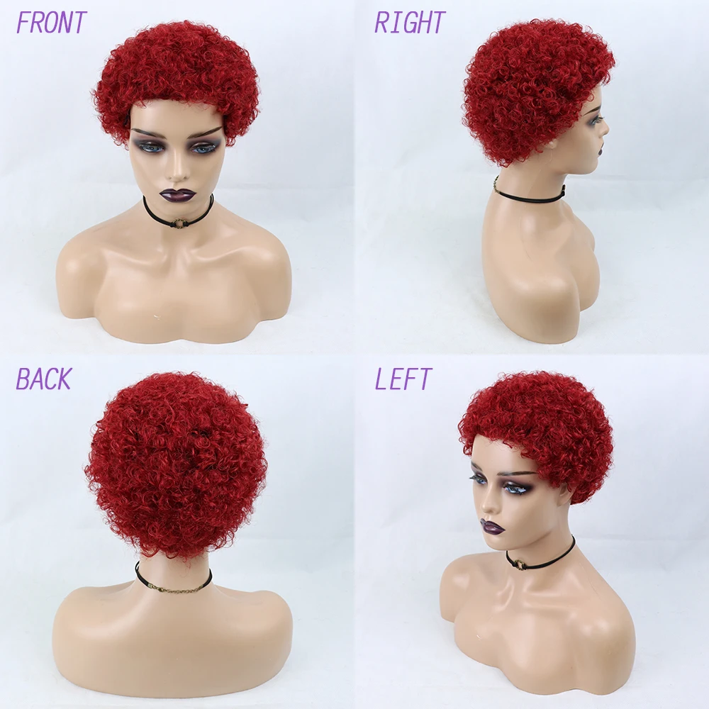 Short Curly Hair Wigs Pixie Cut Brazilian Human Hair For Black Women Natural Black 150% Density Glueless Afro Kinky Curly Wig