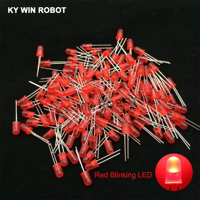 50pcs 5mm White Green Red Blue Yellow Light-Emitting-Diode Automatic Flashing LED Flash Control Blinking 5 mm LED Diode 1.5HZ 50pcs Red