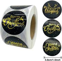 500pcs/roll Black Gold Christmas Stickers for Home Decoration Pretty Things Wishes Labels Gift Bag Wrapping Packaging Labels