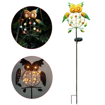 

Wrought Iron Patio Yard Easy Install Ground Insert Outdoor Garden LED Solar Lights Owl Shape Landscape IP55 Waterproof Pathway
