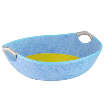 

Creative Sleep Nest Pet Comfortable Nest Cat Felt Nest House Rest Nest Pet Supplies (Blue, Random Color Cushion)