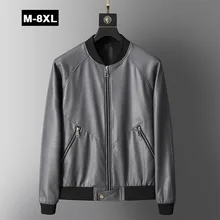 Мужская куртка из искусственной кожи, Корейская куртка-бомбер размера плюс Veste Cuir Homme Lether, мотоциклетная байкерская куртка черного, серого, красного цвета