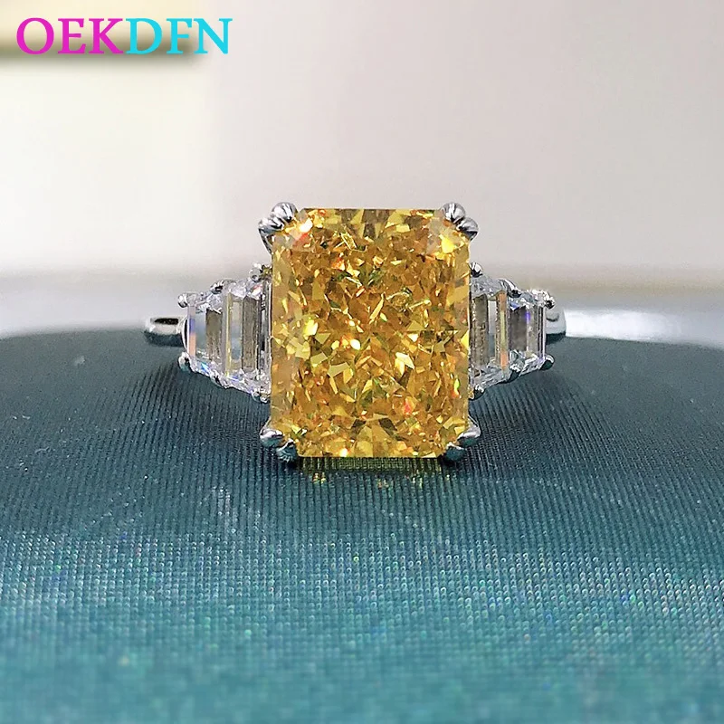OEKDFN 100% 925 Sterling Silver Ring Created High Carbon Aquamarine Citrine Wedding Rings For Women Party Fine Jewelry Gift | Украшения и