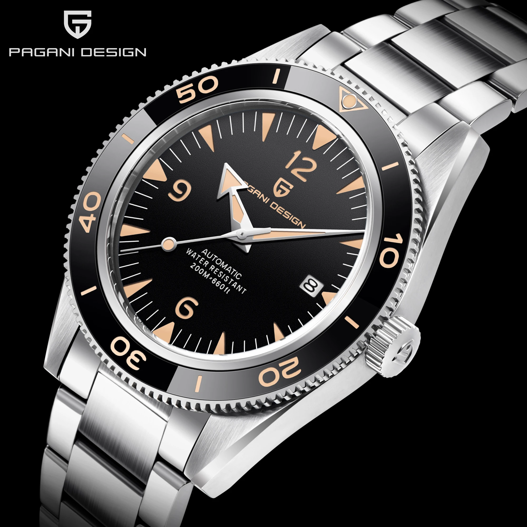 PAGANI DESIGN New Brand Watch Men's Mechanical Watch Stainless Steel Sapphire 200m Waterproof Clock Business Luxury Watch NH35