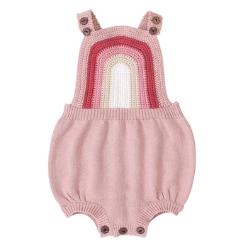 

Baby Girl Clothes Knitted Baby Clothes Newborn Baby Girl Boy Romper Sleeveless Rainbow Infant Baby Jumpsuit For Girl Overalls