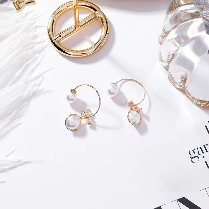 

Unique Imitation Pearl Circle Stud Earrings Womens Cubbic Zirconia Bowknot Stud Earrings In Jewelry Argollas Oreja