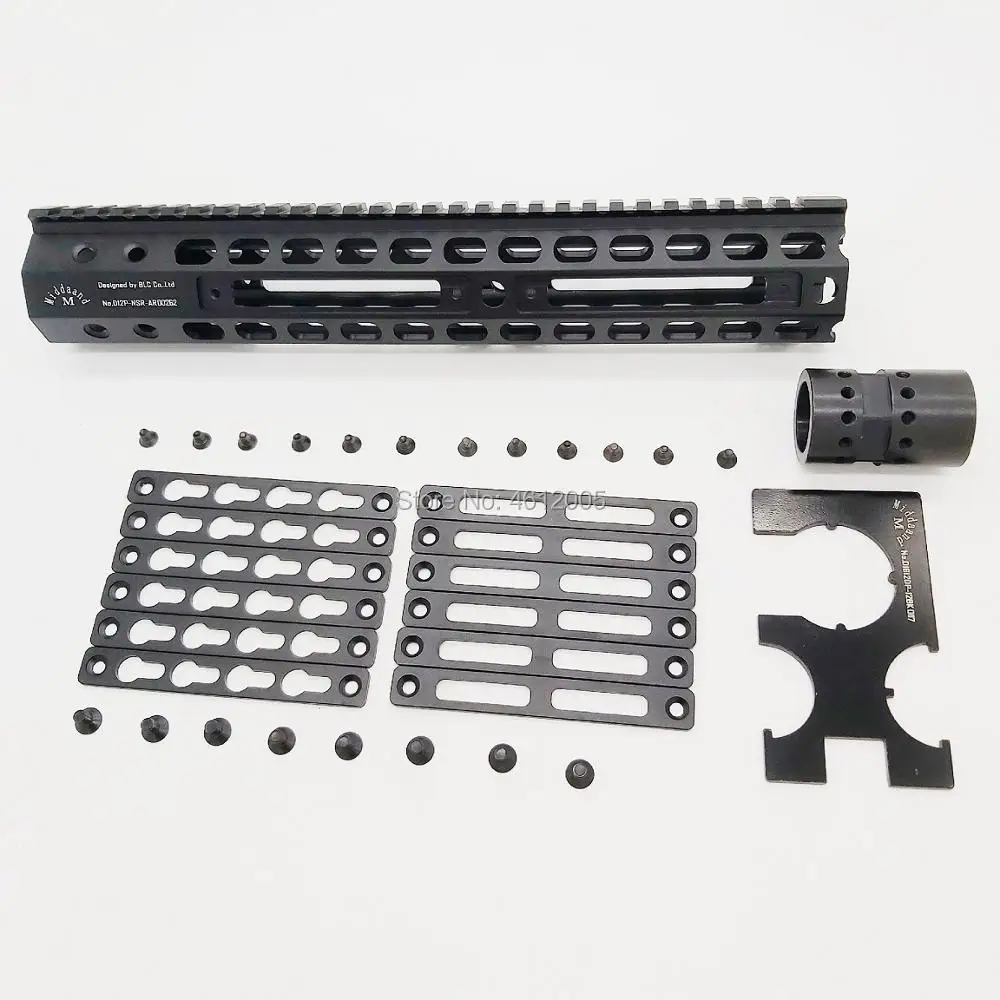 12 дюймов тактический ar15. 223 5,56 mlok keymod compatibele handguard свободном тонкий ar 15 Handguard Quad рельсовая сталь гайка для M4 M16