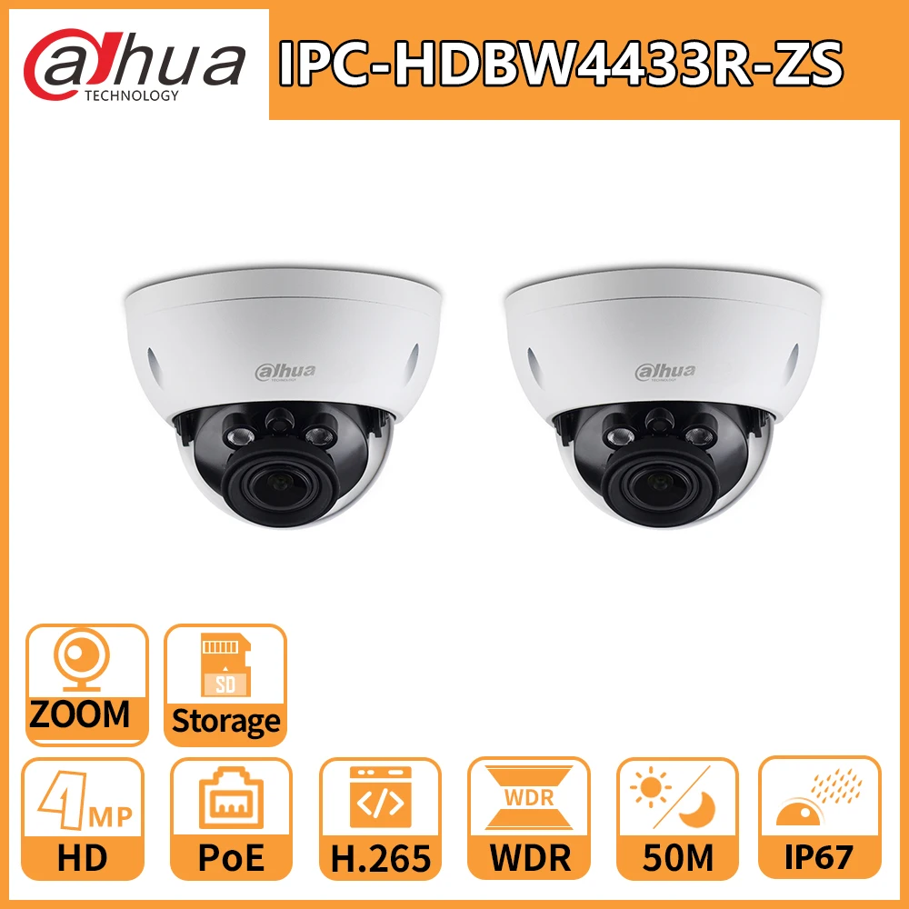 

Dahua IP Camera cctv IPC-HDBW4433R-ZS smart detection 4mp 2.7-13.5mm Security Camara IR50m Night Vision H.265 IP67 waterproof
