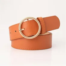 

PU Waist Belt Women 105cm*3.4cm Resin Dress Band Female Round Buckle Cinturon Mujer Casual Waistband Girls Girdle