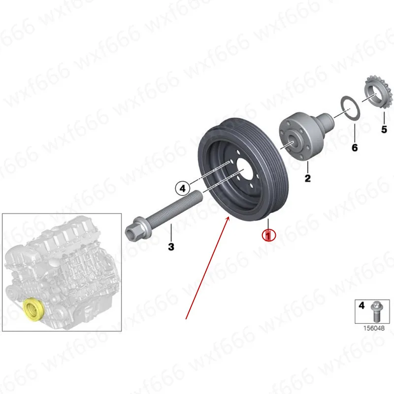 

Car Crankshaft belt pulley Engine belt pulley Transition tensioner Suitable for 3 Series 335ibm w2011-2012 Crankshaft pulley