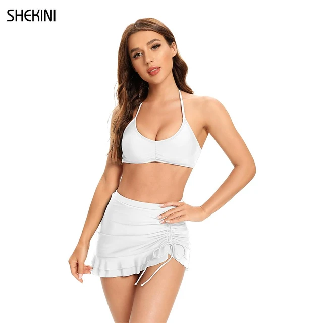 SHEKINI Women's Swimdress Ruffle Swim Skirt Side Pull Tie Swimsuit Bottom :  : Clothing, Shoes & Accessories