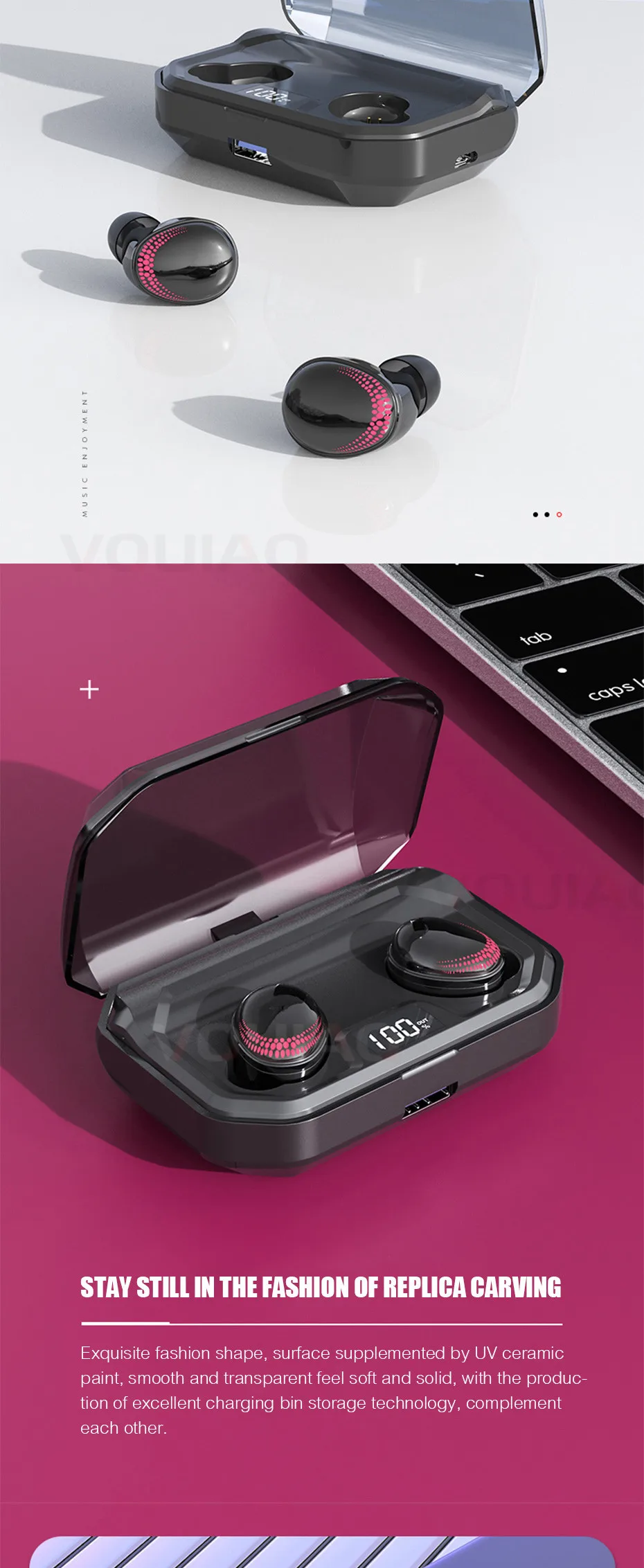 Беспроводные наушники 8D TWS Bluetooth 5,0, стерео наушники, спортивные наушники IPX7, водонепроницаемые наушники с сенсорным управлением и микрофоном
