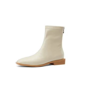 

2020 Winter Party Dancing Ankle Boots Girls Boots For Women Withlow Heels Genuine Leather Chunky Heels Shoes Woman