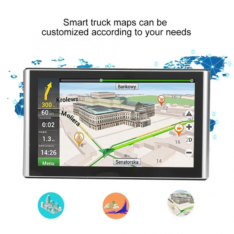 7in HD Car GPS Navigation FM Vehicle Navigators Kit Accessory with America Map Auto Accessorie