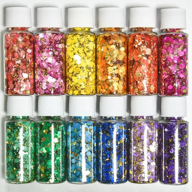 HYDa 20ml/10g Glitter Powder Durable Bright Colors Shiny Decorative DIY  Nail Phone Case Art Pearlescent Pigment Home Use 