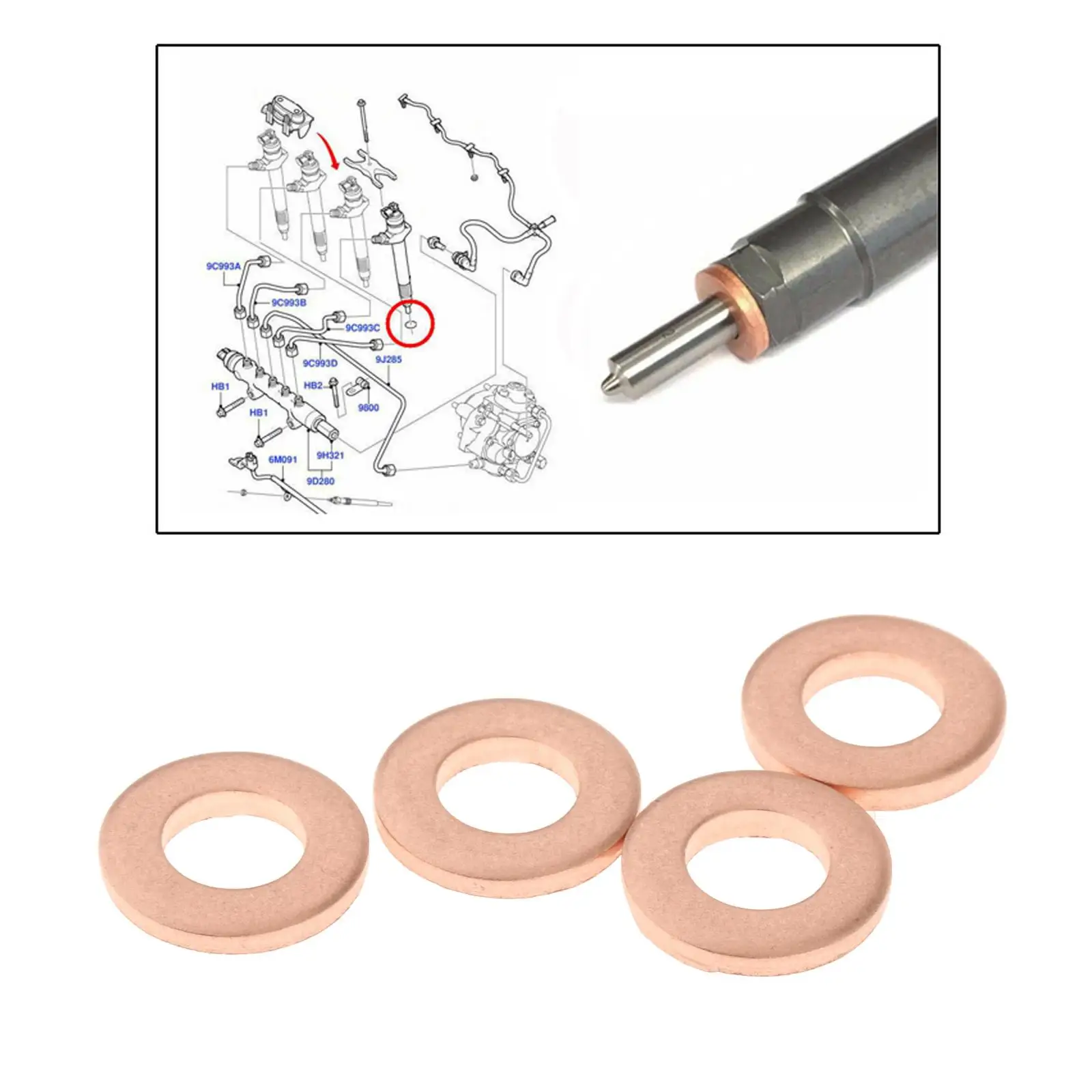 Kit De Joints D'injecteur EBTOOLS Pour Ford Transit MK7 2.2/2.4/3.2 TDCi - Référence 6C1Q-6K780-AB, Aussi Pour Relay, Defender