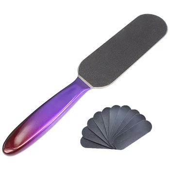 

1PC Colored Handle Foot File Calluses Exfoliator Dead Skin Scrub Foot Care Rasp Pedicure Accessory with 10 Sheets Sand Papers
