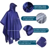 SaphiRose-Poncho de lluvia con capucha 3 en 1, chaqueta impermeable para hombres, mujeres, adultos, estera para tienda de campaña al aire libre ► Foto 2/6