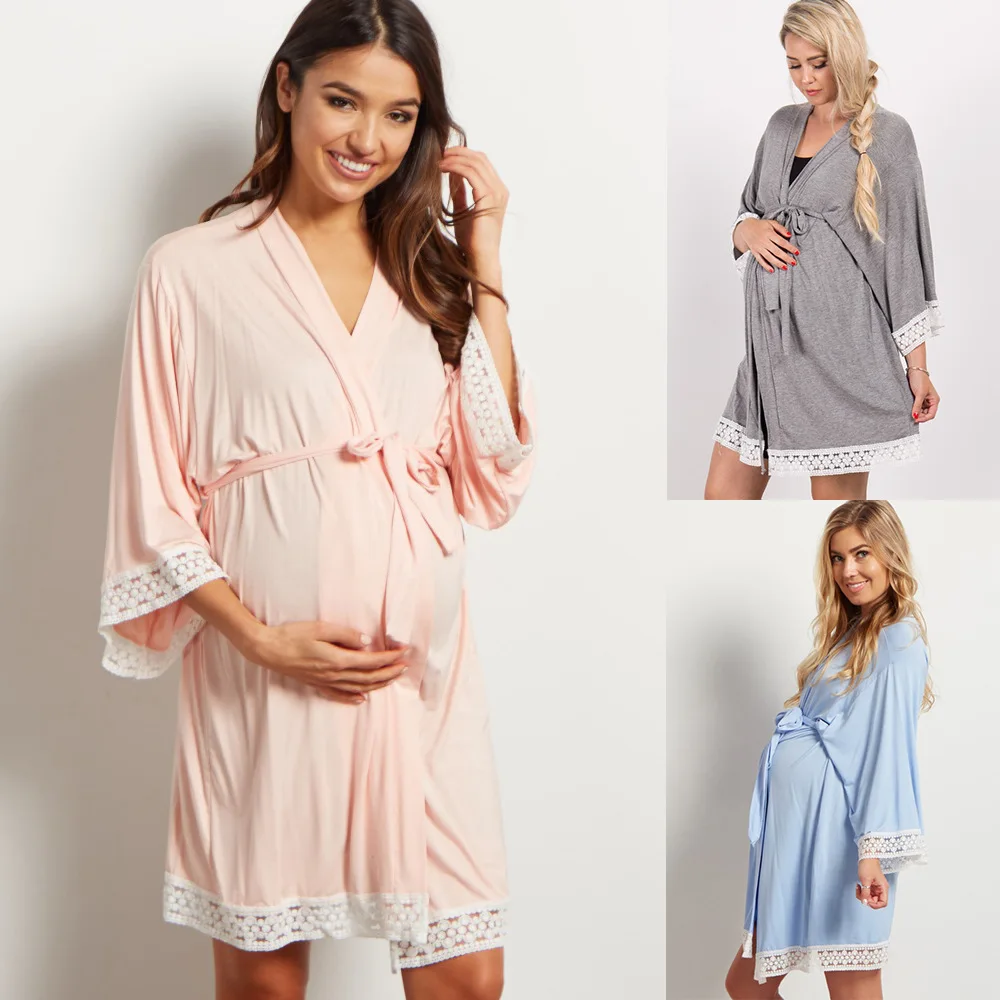 Bata De Maternidad Para Hospital, Camisón, Vestido De Casa Para Mujeres  Embarazadas, Pijama De Lactancia, Ropa De Dormir De Encaje, Trajes Premamá  - Sueño Y Descanso - AliExpress