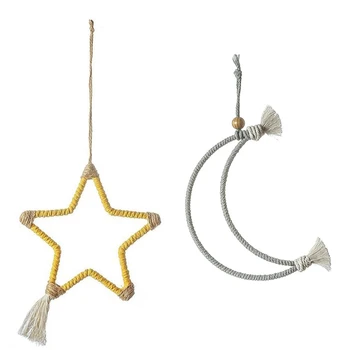 

2 Pack Handwoven Star Moon Dream Catcher Wall Hanging Child Room Decor Dreamcatcher Home Pendant Decoration Ornament