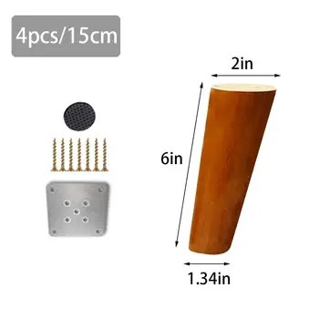 

4pcs/lot Furniture Legs Wood Sofa Legs Replacement Legs Feet Tilted Coffee Table for Cabinet Vanity Couch Chair Dresser (6 inch)